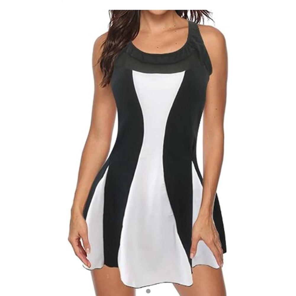 Black & White Women's One-Piece Swim Dress